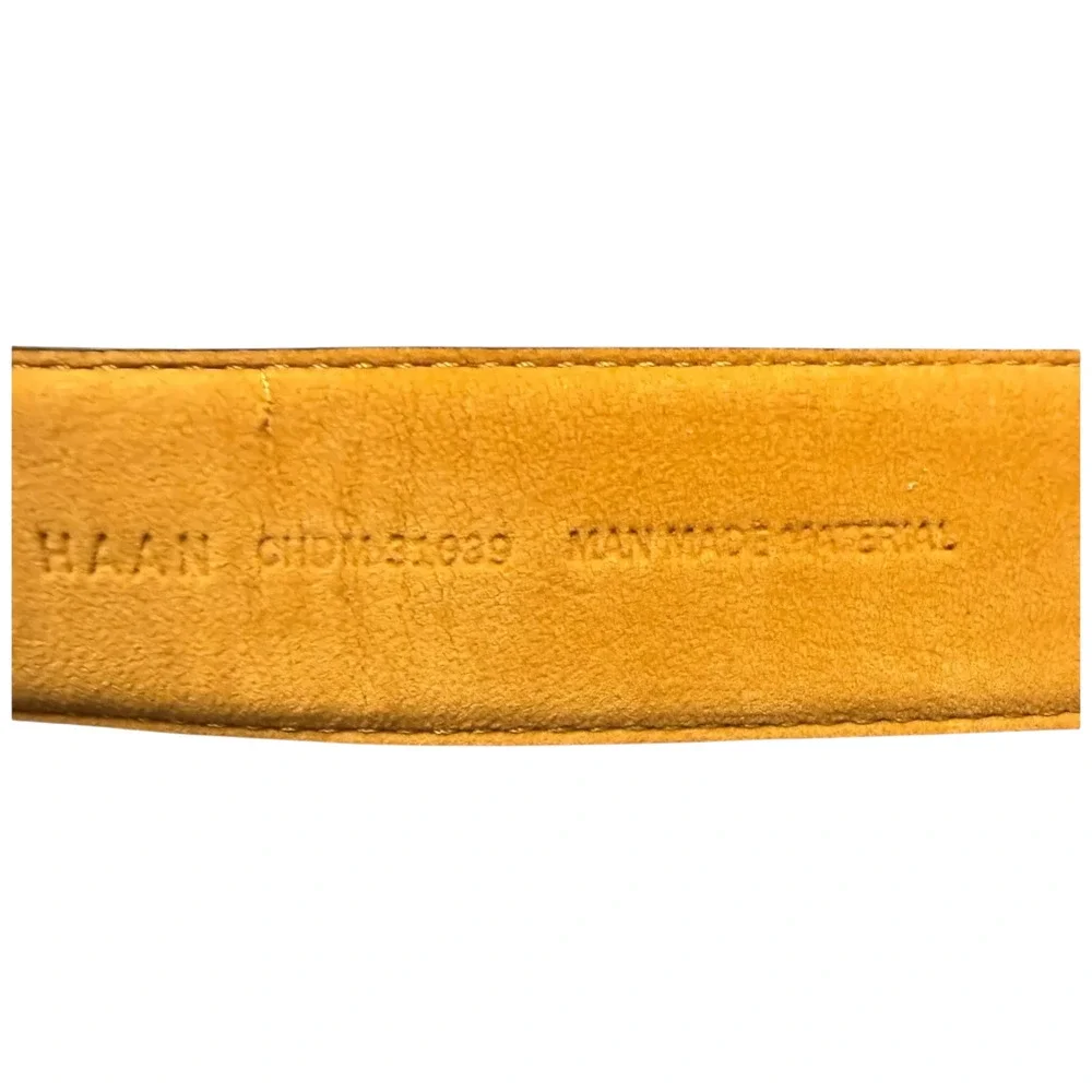 COLE HAAN Men's Brown Leather Belt 34 Silver Buckle Brogue